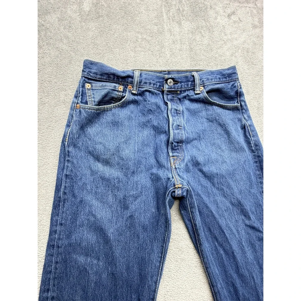 Levis 501 Jeans‎ Mens Measured 34x29 Blue Straight Denim Button Fly Classic Fit